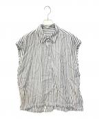 Spick and Spanスピック＆スパン）の古着「リネンブレンドフレンチヘムギャザーシャツ」｜グレー