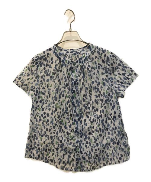 palas palace（パラスパレス）palas palace (パラスパレス) 総柄シャツブラウス　PFSH-1520B ブルー サイズ:2の古着・服飾アイテム
