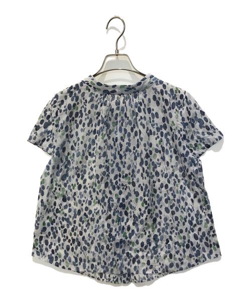 palas palace（パラスパレス）palas palace (パラスパレス) 総柄シャツブラウス　PFSH-1520B ブルー サイズ:2の古着・服飾アイテム