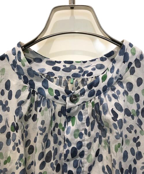 palas palace（パラスパレス）palas palace (パラスパレス) 総柄シャツブラウス　PFSH-1520B ブルー サイズ:2の古着・服飾アイテム