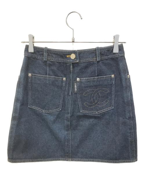 CHANEL（シャネル）CHANEL (シャネル) ココマークデニムミニスカート　P07055V04732 インディゴ サイズ:36の古着・服飾アイテム