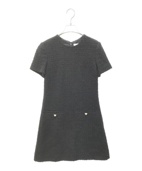 VALENTINO（ヴァレンティノ）VALENTINO (ヴァレンティノ) スタッズ付きツイードワンピース　1B3VA0097B3 ブラック サイズ:38の古着・服飾アイテム