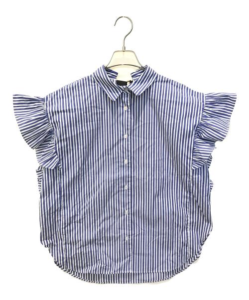 NOLLEY'S（ノーリーズ）NOLLEY'S (ノーリース) グログランリボン付き肩フリルブラウス　E18313 ブルー サイズ:38の古着・服飾アイテム