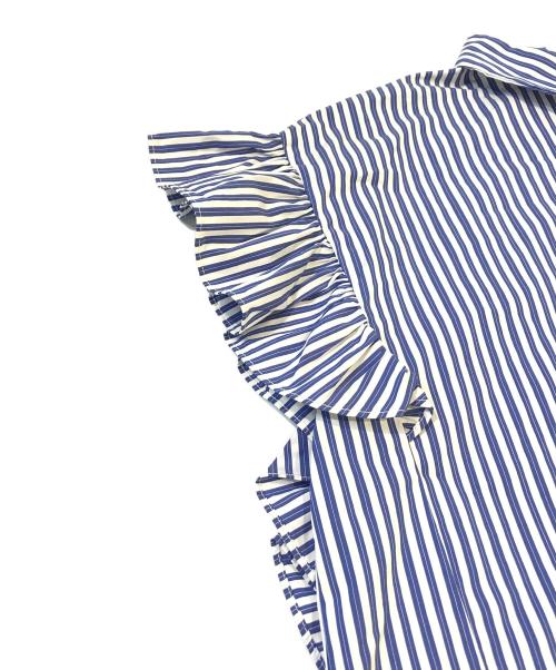 NOLLEY'S（ノーリーズ）NOLLEY'S (ノーリース) グログランリボン付き肩フリルブラウス　E18313 ブルー サイズ:38の古着・服飾アイテム