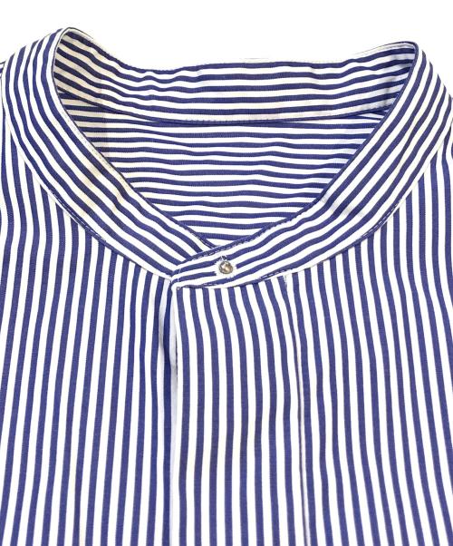 MACPHEE（マカフィー）MACPHEE (マカフィー) コットンブロード バンドカラークロップドシャツ　12-01-32-01301 ブルー×ホワイト サイズ:36の古着・服飾アイテム