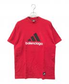 BALENCIAGA×adidasバレンシアガ×アディダス）の古着「ロゴプリントオーバーサイズTシャツ　712398 TNVA6」｜レッド