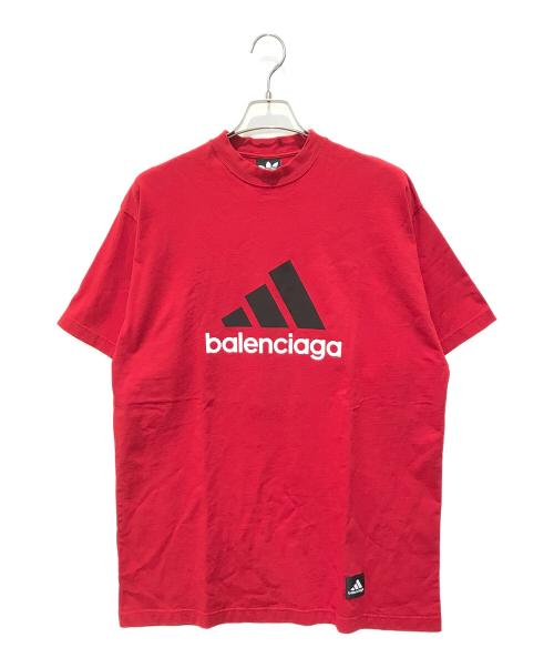 BALENCIAGA（バレンシアガ）BALENCIAGA (バレンシアガ) adidas (アディダス) ロゴプリントオーバーサイズTシャツ　712398 TNVA6 レッド サイズ:Lの古着・服飾アイテム