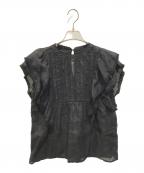 SLOBE IENAスローブ イエナ）の古着「ラミーフリルピンタックブラウス　25051912419020」｜ブラック