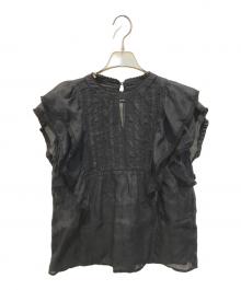 SLOBE IENA（スローブ イエナ）の古着「ラミーフリルピンタックブラウス　25051912419020」｜ブラック