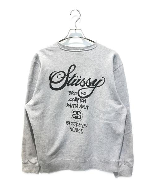 stussy（ステューシー）stussy (ステューシー) WORLD TOUR CREW SWEAT グレー サイズ:Lの古着・服飾アイテム