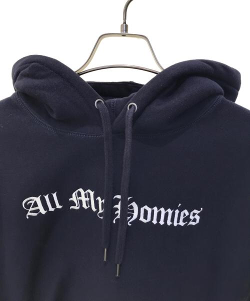 ALL MY HOMIES（オールマイホーミーズ）all my homies (オールマイホーミーズ) プリントパーカー ネイビー サイズ:Mの古着・服飾アイテム