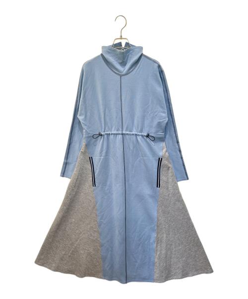 TRUNK HIROKO KOSHINO（トランク ヒロコ コシノ）TRUNK HIROKO KOSHINO (トランク ヒロコ コシノ) ブロッキングデザインドルマンワンピース　RSPCA-13590 ブルー サイズ:38の古着・服飾アイテム