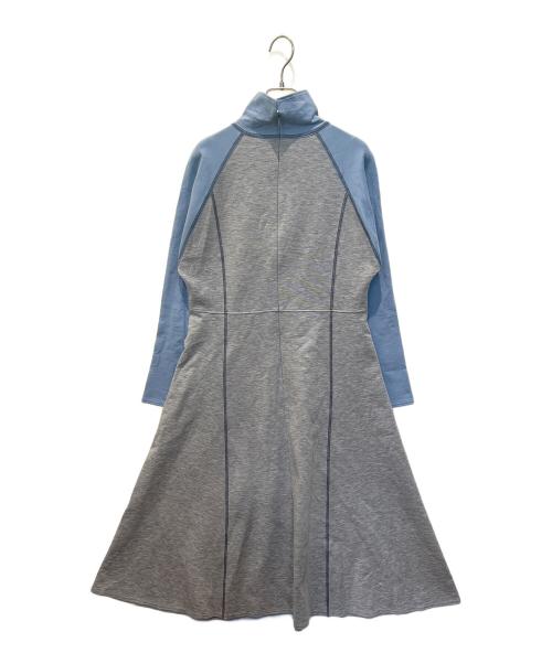 TRUNK HIROKO KOSHINO（トランク ヒロコ コシノ）TRUNK HIROKO KOSHINO (トランク ヒロコ コシノ) ブロッキングデザインドルマンワンピース　RSPCA-13590 ブルー サイズ:38の古着・服飾アイテム