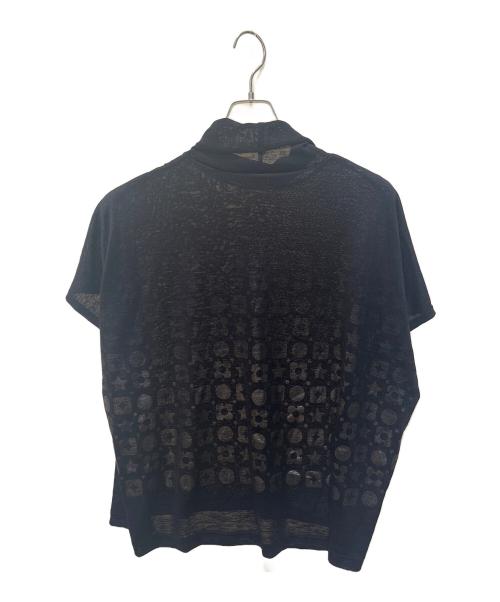 TRUNK HIROKO KOSHINO（トランク ヒロコ コシノ）TRUNK HIROKO KOSHINO (トランク ヒロコ コシノ) メタリックプリントハイネックプルオーバー　RSKJW-12330 ブラック サイズ:38の古着・服飾アイテム