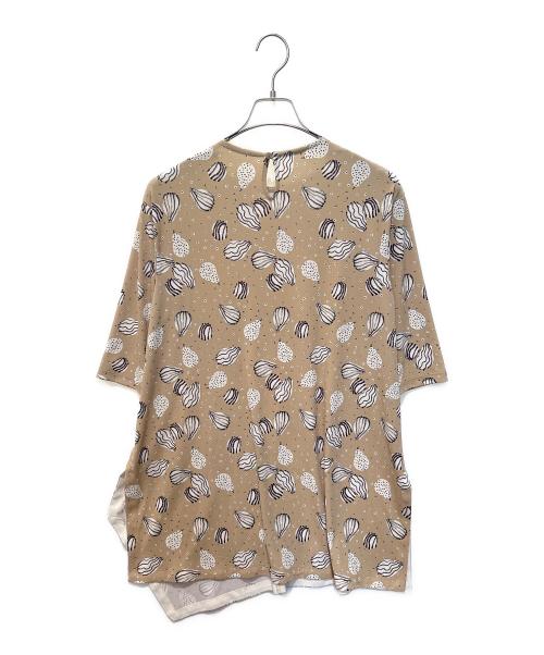 HIROKO KOSHINO（ヒロコ コシノ）HIROKO KOSHINO (ヒロコ コシノ) アシンメトリーヘム小付き柄チュニック　RHPHT-42520 ベージュ サイズ:38の古着・服飾アイテム