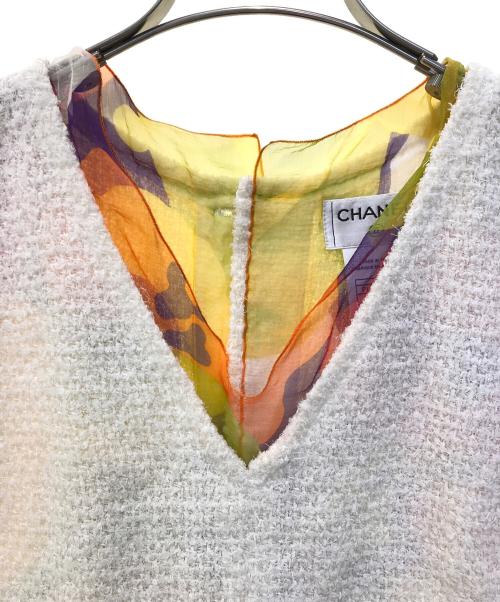 CHANEL（シャネル）CHANEL (シャネル) ツイードシルクジャケット　P15631W02604 ホワイト サイズ:44の古着・服飾アイテム