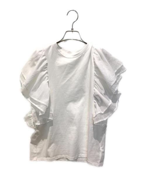 Spick and Span（スピック＆スパン）Spick and Span (スピックアンドスパン) ファブリックコンビフレアスリーブプルオーバー　25070200212020 ホワイト サイズ:FREEの古着・服飾アイテム