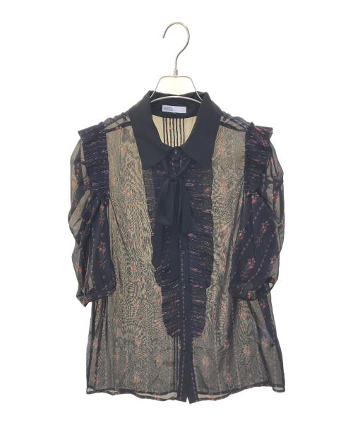 DOUBLE STANDARD CLOTHING（ダブルスタンダードクロージング）DOUBLE STANDARD CLOTHING (ダブルスタンダードクロージング) フリルシャツブラウス　0204-070-223 ブラック サイズ:38の古着・服飾アイテム