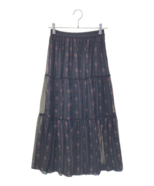 DOUBLE STANDARD CLOTHING（ダブルスタンダードクロージング）DOUBLE STANDARD CLOTHING (ダブルスタンダードクロージング) オリジナルプリントマキシスカート　0202-071-223 ブラック サイズ:36の古着・服飾アイテム