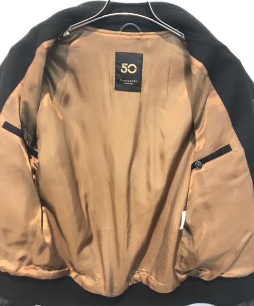 Cinquanta（チンクワンタ）Cinquanta (チンクワンタ) BEAMS (ビームス) コンビレザースタジャン 50　61 ブラック サイズ:44の古着・服飾アイテム