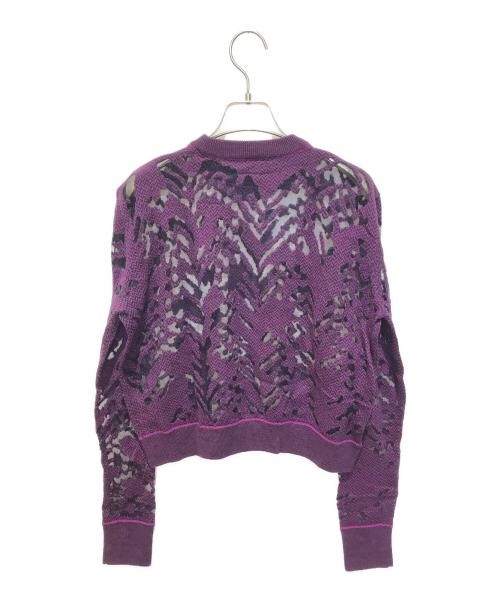 ALEXANDER WANG（アレキサンダー・ワン）ALEXANDER WANG (アレキサンダーワン) 刺繍シースルーニット パープル サイズ:Sの古着・服飾アイテム