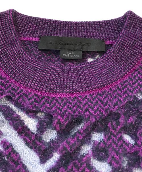 ALEXANDER WANG（アレキサンダー・ワン）ALEXANDER WANG (アレキサンダーワン) 刺繍シースルーニット パープル サイズ:Sの古着・服飾アイテム