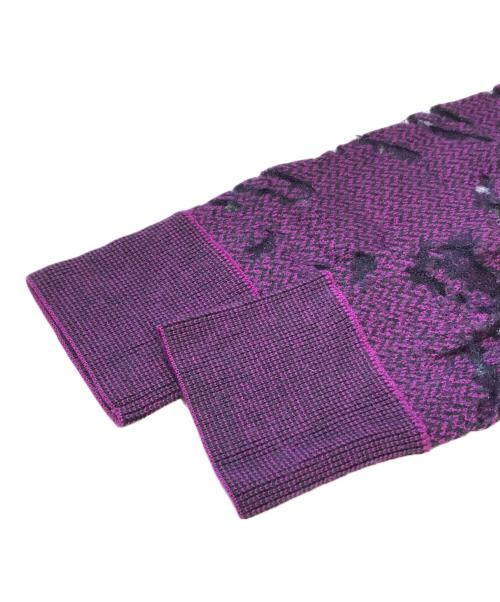 ALEXANDER WANG（アレキサンダー・ワン）ALEXANDER WANG (アレキサンダーワン) 刺繍シースルーニット パープル サイズ:Sの古着・服飾アイテム