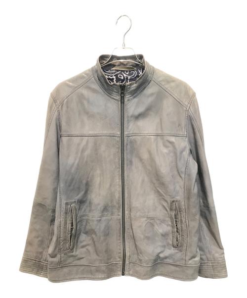 BOSS HUGO BOSS（ボス ヒューゴボス）BOSS HUGO BOSS (ボス ヒューゴボス) レザーボンバージャケット グレー サイズ:56の古着・服飾アイテム