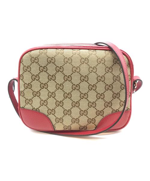 GUCCI（グッチ）GUCCI (グッチ) ショルダーバッグ　449413 ベージュ×レッドの古着・服飾アイテム
