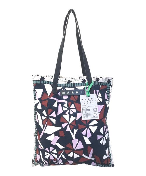MARNI（マルニ）MARNI (マルニ) バンダナトートバッグ　	フラワーカフェ　　バンダナトート ネイビー×ピンクの古着・服飾アイテム