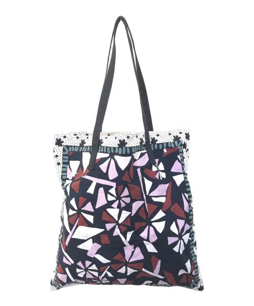 MARNI（マルニ）MARNI (マルニ) バンダナトートバッグ　	フラワーカフェ　　バンダナトート ネイビー×ピンクの古着・服飾アイテム