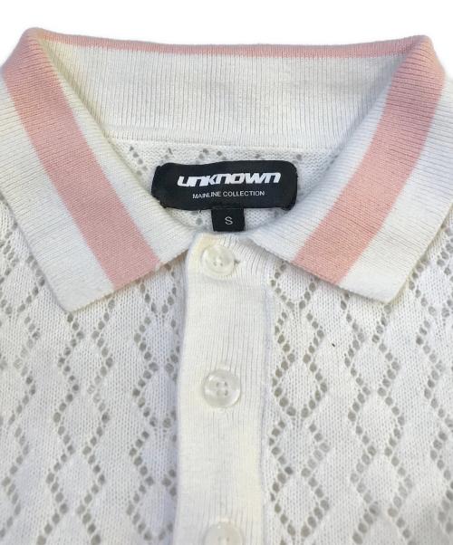 unknown（アンノーン）Unknown (アンノウン) ニットポロシャツ ホワイト サイズ:Sの古着・服飾アイテム