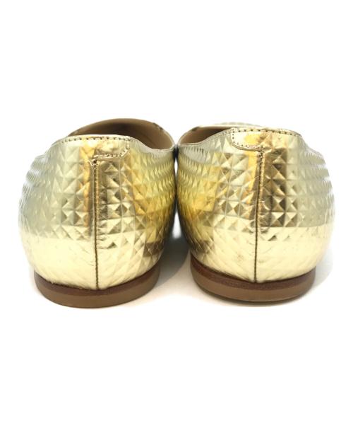 JIMMY CHOO（ジミーチュウ）JIMMY CHOO (ジミーチュウ) フラットパンプス ゴールド サイズ:34の古着・服飾アイテム
