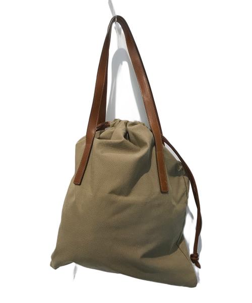 IL BISONTE（イル ビゾンテ）IL BISONTE (イル ビゾンテ) ドロージングキャンバストートバッグ ベージュの古着・服飾アイテム