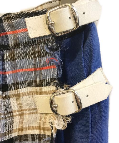 O'NEIL OF DUBLIN（オニールオブダブリン）O'NEIL OF DUBLIN (オニールオブダブリン) Dessin (デッサン) リネンチェックラップスカート　C5073B ネイビー サイズ:Mの古着・服飾アイテム