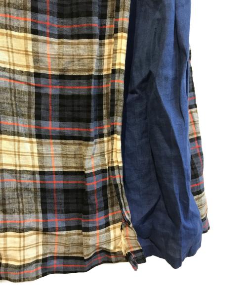 O'NEIL OF DUBLIN（オニールオブダブリン）O'NEIL OF DUBLIN (オニールオブダブリン) Dessin (デッサン) リネンチェックラップスカート　C5073B ネイビー サイズ:Mの古着・服飾アイテム