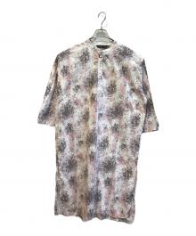 mizuiro-ind（ミズイロインド）の古着「総柄バンドカラーシャツワンピース」｜ピンク