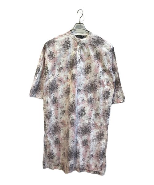 mizuiro-ind（ミズイロインド）mizuiro-ind (ミズイロインド) 総柄バンドカラーシャツワンピース ピンク サイズ:Freeの古着・服飾アイテム