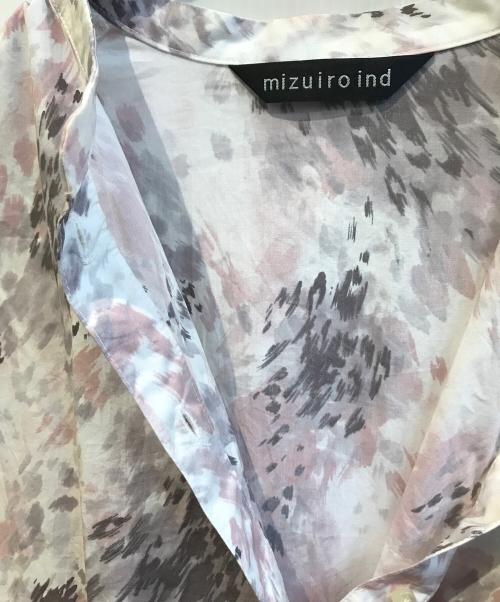 mizuiro-ind（ミズイロインド）mizuiro-ind (ミズイロインド) 総柄バンドカラーシャツワンピース ピンク サイズ:Freeの古着・服飾アイテム