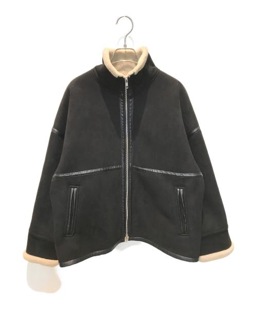 le.coeur blanc（ルクールブラン）le.coeur blanc (ルクールブラン) 裏起毛合皮ショートブルゾン　3048078801 ブラック サイズ:Mの古着・服飾アイテム