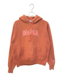 Champion×MoMA（チャンピオン×モマ）の古着「リバースウィーブパーカー」｜オレンジ