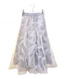 Mystrada（マイストラーダ）の古着「ベールフロッキースカート　34432920」｜ライトグレー