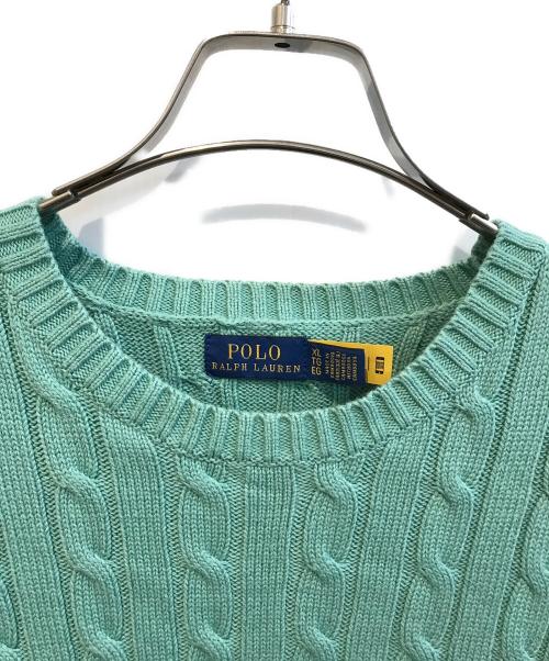 POLO RALPH LAUREN（ポロ・ラルフローレン）POLO RALPH LAUREN (ポロ・ラルフローレン) ケーブルニット グリーン サイズ:XLの古着・服飾アイテム