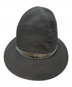 Yohji Yamamoto pour hommeヨウジヤマモト プールオム）の古着「レザーリボンウールギャバジンフェドラハット」｜ブラック