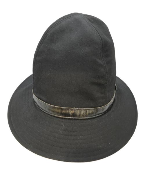 Yohji Yamamoto pour homme（ヨウジヤマモト プールオム）Yohji Yamamoto pour homme (ヨウジヤマモト プールオム) レザーリボンウールギャバジンフェドラハット ブラックの古着・服飾アイテム