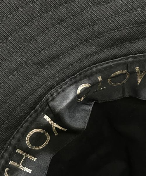 Yohji Yamamoto pour homme（ヨウジヤマモト プールオム）Yohji Yamamoto pour homme (ヨウジヤマモト プールオム) レザーリボンウールギャバジンフェドラハット ブラックの古着・服飾アイテム