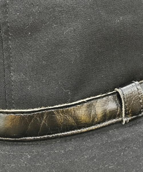 Yohji Yamamoto pour homme（ヨウジヤマモト プールオム）Yohji Yamamoto pour homme (ヨウジヤマモト プールオム) レザーリボンウールギャバジンフェドラハット ブラックの古着・服飾アイテム
