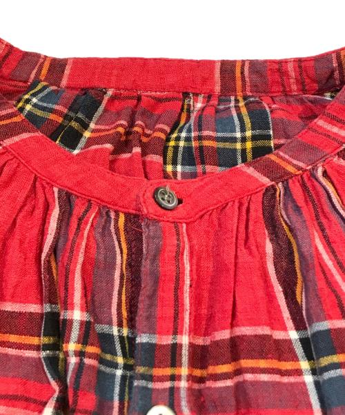 universal tissu（ユニバーサルティシュ）UNIVERSAL TISSU (ユニバーサルティシュ) リネンチェックワンピース　UT200OP046 レッド サイズ:Freeの古着・服飾アイテム