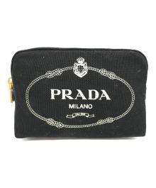 PRADA（プラダ）の古着「カナパロゴポーチ 1NA021」｜ブラック