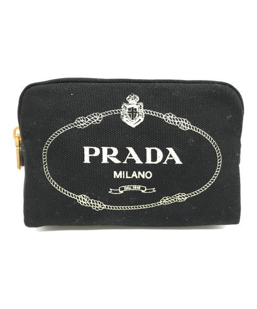 PRADA（プラダ）PRADA (プラダ) カナパロゴポーチ 1NA021 ブラックの古着・服飾アイテム